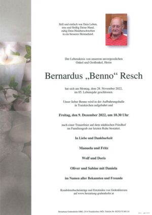 Portrait von RESCH Bernardus „Benno“