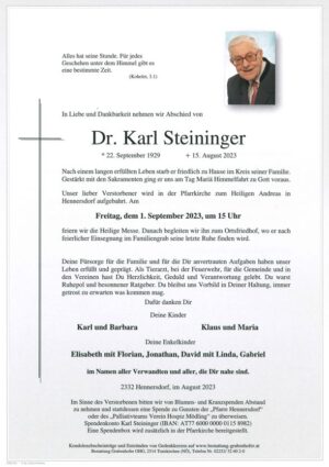 Portrait von Dr. STEININGER Karl