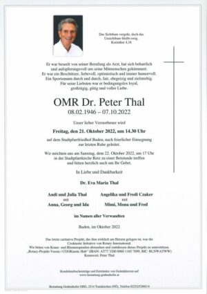 Portrait von THAL OMR Dr. Peter