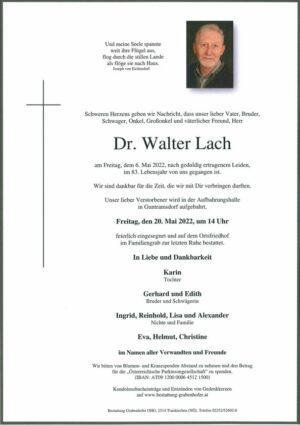 Portrait von Dr. LACH Walter