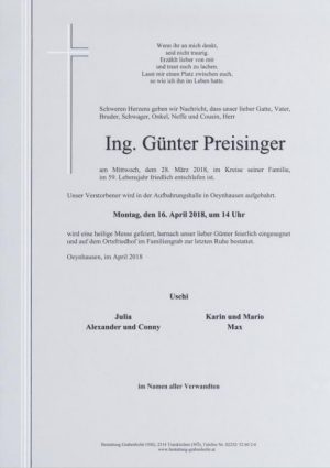 Portrait von PREISINGER Günter Ing.